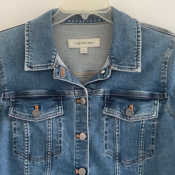Calvin Klein Jean Jacket Large  Cotton Denim - Picture 2 of 9